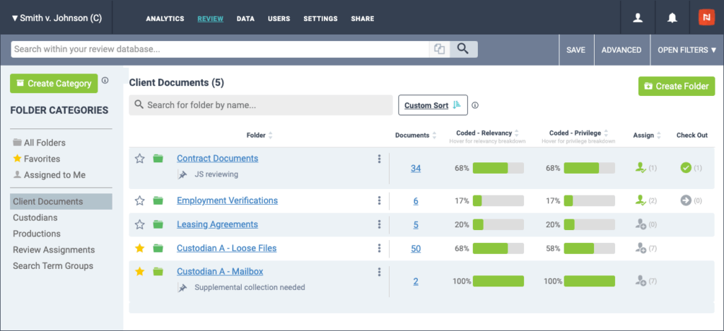 Organize eDiscovery data