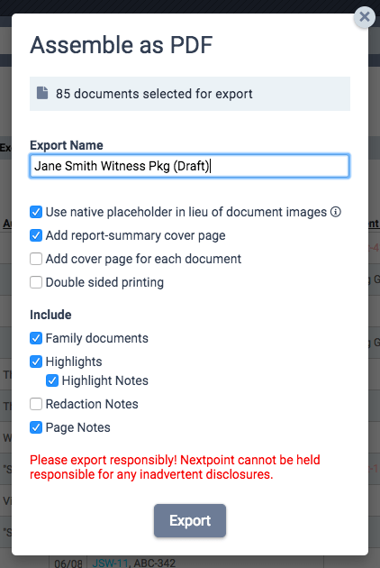 Assemble Electronic Witness "Binders"