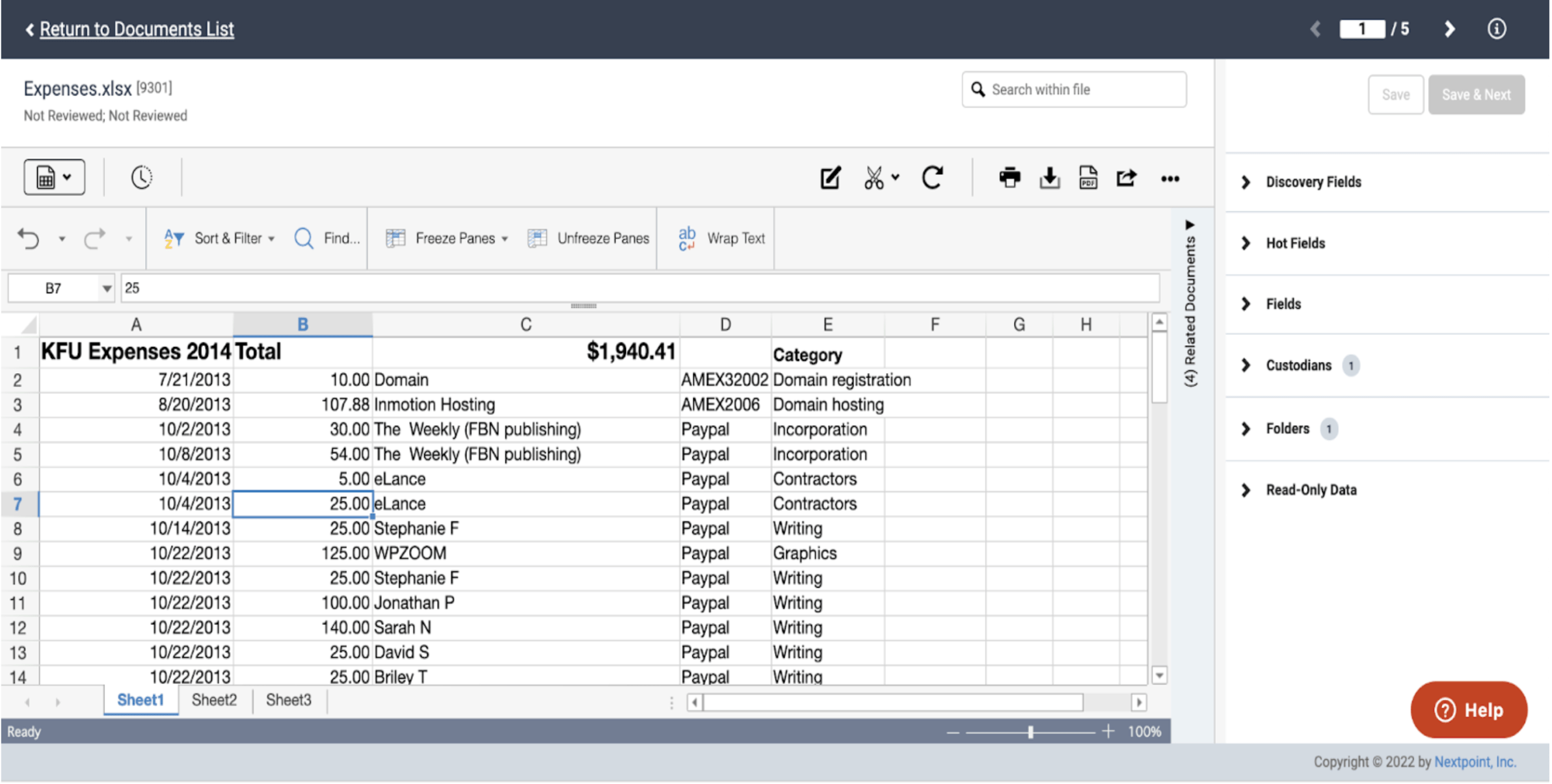 Native Spreadsheet Viewer