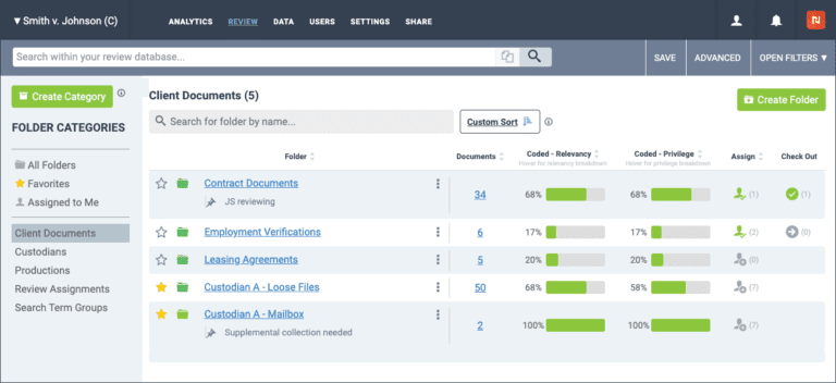 Organize eDiscovery data
